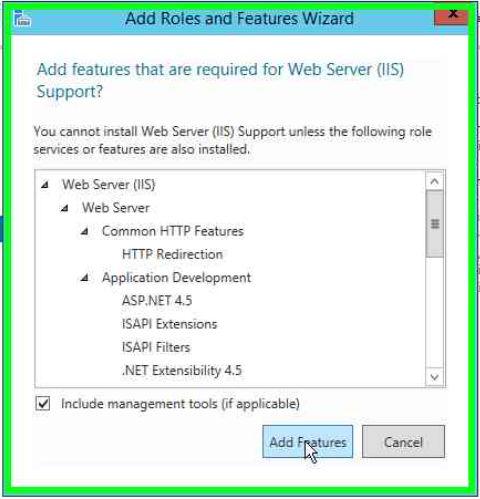 Installing and configuring IIS on the Microsoft Windows Server OS 8. Click Next. The system displays the Select features screen. 9. Select the following features:.net Framework 3.5 Features.