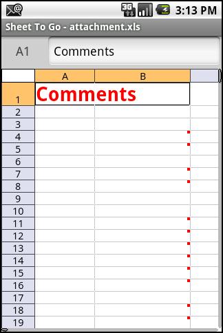 View and Editing Cell Comments Cells that contain a comment are denoted with a red square in the upper right corner of the cell.