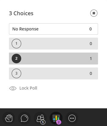 The Poll window allows all users, including Moderators and Presenters, to click an icon and indicate their choices.
