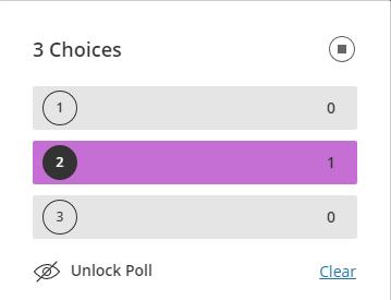 Moderators also get a Lock Poll icon to click when all answers are in and time is up, as well as an End Polling icon at the top-right to close the window.