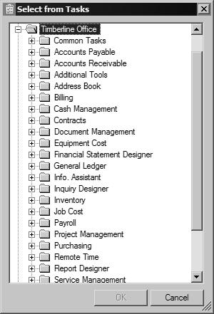 3 In the 2. Select a task step, click [Select] to display the Select from Tasks window. 4 Browse through the list to locate the item that you want to add to the My Tasks pane.