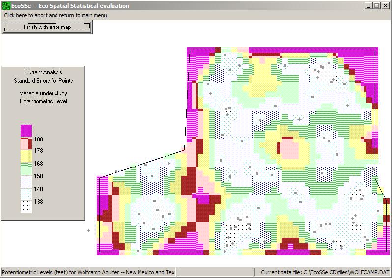 When the Kriging has been completed, press the When the Kriging has been completed, you have the following options: To display the data locations, click on.