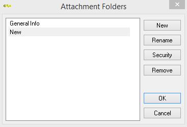 CRM 8 New - Click here to create a new attachment folder. Rename - Click here to rename an existing folder. Security - Click here to set security for a folder on your server.