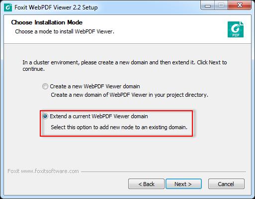 Choose Extend current WebPDF Viewer domain and click Next to continue.