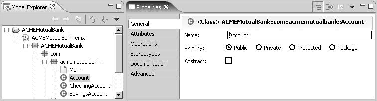 Getting Started With Rational Software Architect Properties View Properties View Displays properties and values for the selected element.