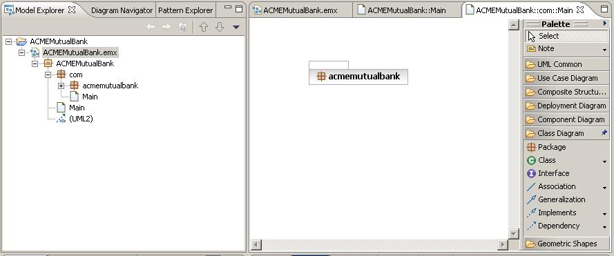 Getting Started with Rational Software Architect Figure 2: Qualified package in Model Explorer Task 3: Model Classes In this task, you will model classes in the ACMEMutualBank model. a.