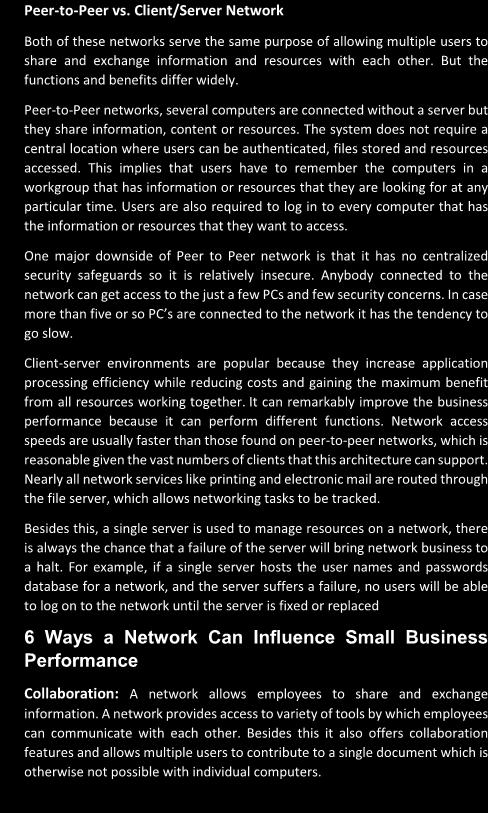 Peer-to-Peer vs. Client/Server Network Both of these networks serve the same purpose of allowing multiple users to share and exchange information and resources with each other.