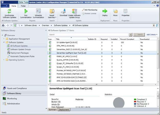 Integrating the update process into SCCM 4. After synchronization, each of the specified updates is displayed, together with its status, in SCCM: 5.