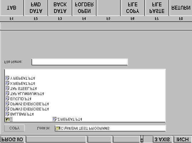 FIGURE 14.5 The Copy screen The copy operation is in two parts. First, use the navigation procedure described in Section 14.2 above and highlight the program you wish to copy.