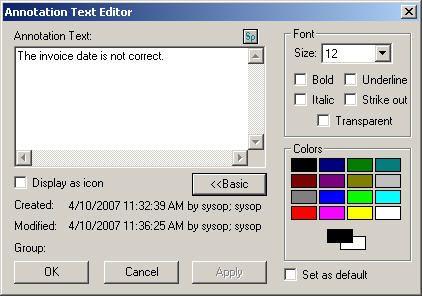 Figure 209. Text Annotation Shortcut Menu Note: Click the ellipses button (...) on the in-place text editor if it appears. The Annotation Text Editor dialog box appears. Figure 210.
