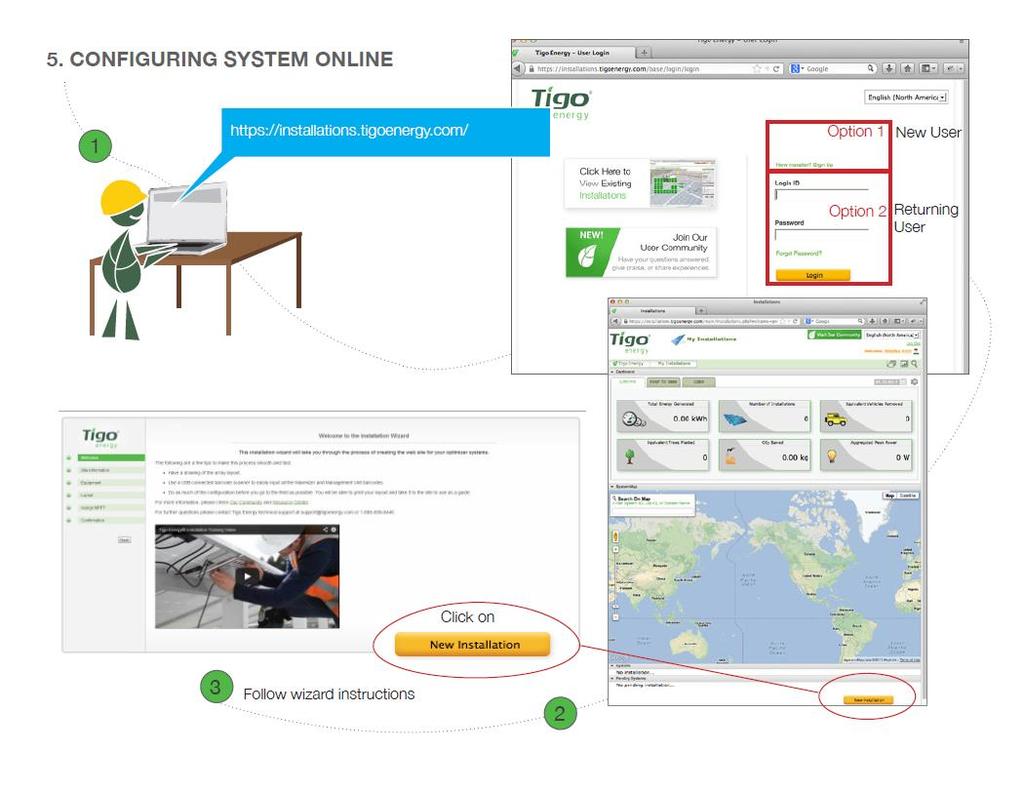 5. CONFIGURE THE SYSTEM ONLINE 1 CLICK HERE http://installations.tigoenergy.