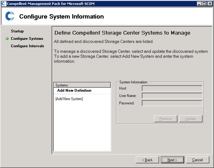 3. Click Next to configure systems information.