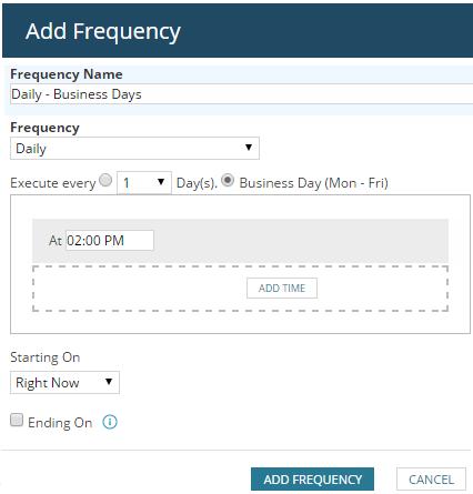 GETTING STARTED GUIDE: NETWORK PERFORMANCE MONITOR 9. Enter a time and click Add Frequency. 10. On the Schedule Frequency panel, click Next. 11. On the Actions to Execute panel, click Next. 12.