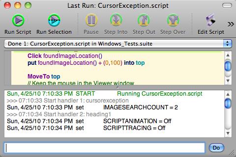 E g g P l a n t : G e t t i n g S t a r t e d 1 9 5 Run scripts The Run window displays information about the currently running script.