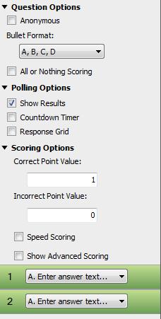 TurningPoint Cloud PowerPoint Polling for Mac 22 Matching Matching questions may have up to 10 answer choices. To set up a matching question, a list of matches is paired with a list of choices.