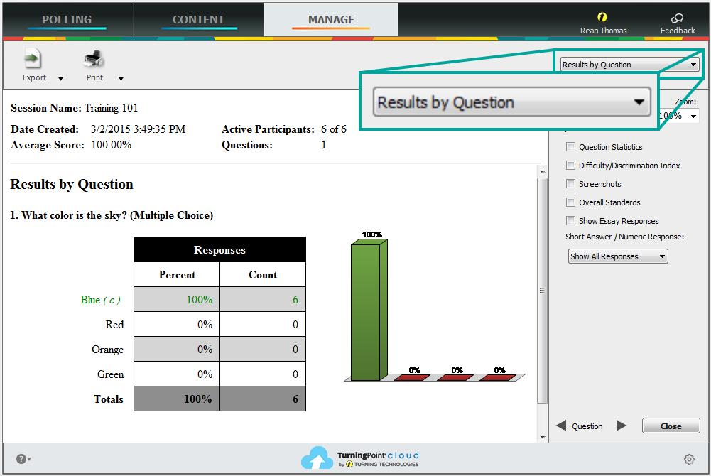 The Session Overview screen is displayed. 2 Click Reports at the bottom of the Session Overview screen. TIP Double-clicking the session name will also open the reports window.