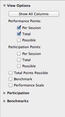 TurningPoint Cloud PowerPoint Polling for Mac 35 View Options Show All Columns - Click the button to display all possible columns on the Results Manager screen.