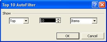 5.12 Spreadsheet Fundamentals 5 In cell P5, click the down arrow and click (Top 10...) from the list that appears. The Top 10 AutoFilter dialog box appears.