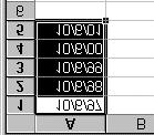 of the current cell) down to Cells A2:A5 to fill these cells with the same value.