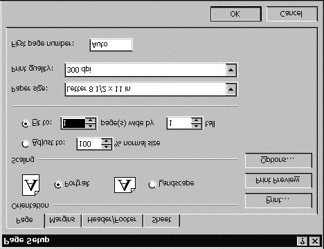 XI. Printing basics Fit to page If you click the print button on Excel s standard toolbar or choose File, Print from the menus, Excel will make all printing choices for you and print the active