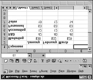 The Document Window A workbook may be displayed in a document window within the Excel workspace.