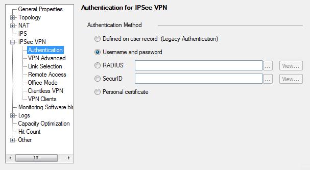 For more information about configuring the certificate authentication method, see Known Limitation 00874317 in the Check Point Mobile VPN for ios Release Notes. 8.