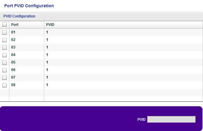 6. Select VLAN > 802.1Q > Advanced > PVID. You can select Port PVID only if you already enabled the advanced 802.1Q VLAN option (see Create 802.