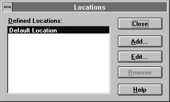 The screen displays a list of all the available locations. 11. If you wish to use the DEFAULT LOCATION, click on EDIT.