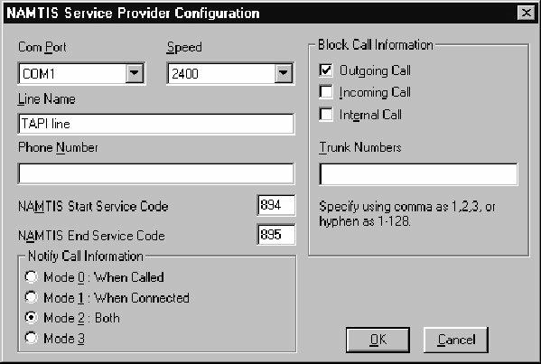 Windows NT/2000/XP Release Installation Code [Default:894] and Program 0514 - Service Code Setup (Part B), Item 71: TSPI Driver End Code [Default:895]).