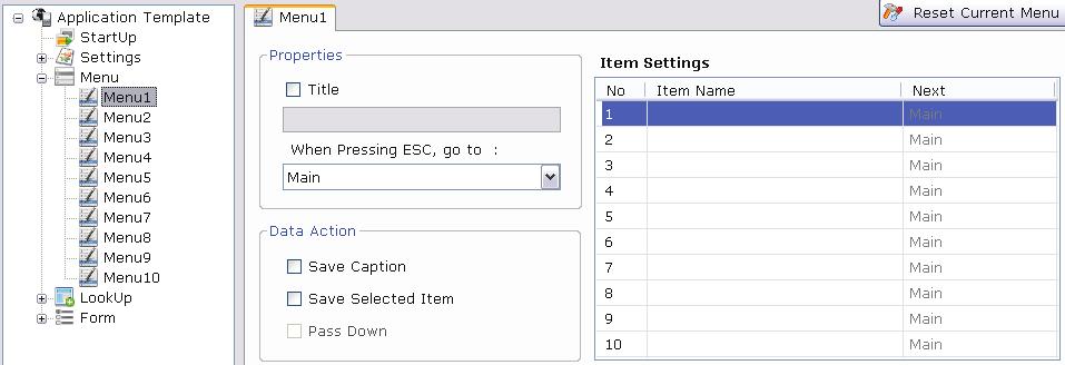 Managing Menus A menu is used to display commands that allow users to access various data collecting forms.