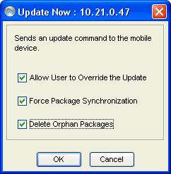 102 Wavelink Avalanche Enabler User Guide Figure 6-7. Update Now 6 Ensure Delete Orphan Packages is enabled and click OK.