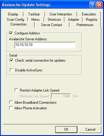 14 Wavelink Avalanche Enabler User Guide Figure 2-1. Avalanche Update Settings Dialog Box 5 Use the tabs in the Avalanche Update Settings dialog box to create and modify the Enabler configuration.
