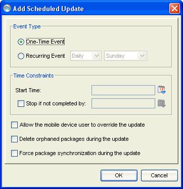 Chapter 6: Managing Clients through the Avalanche Console 87 Scheduled updates are configured in the Mobile Device Server Profile.