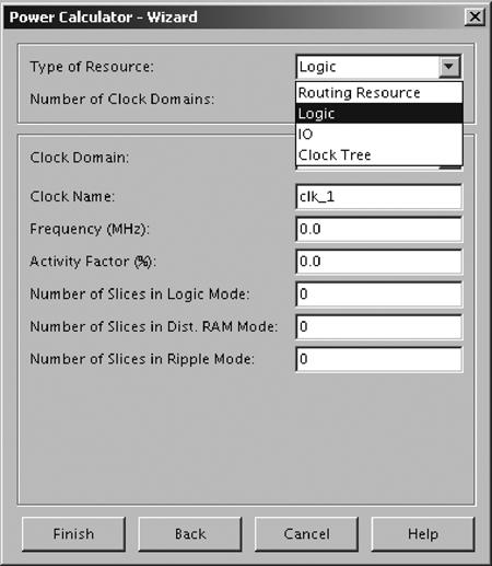 In the following screens, as shown in Figures 8-12, users can select further resources, like I/O types, clock name, frequency at which the clock is running, and other parameters, by selecting the