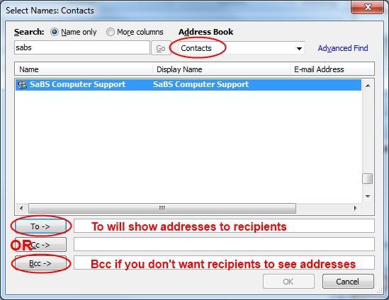 Select Contacts from the Address Book dropdown.