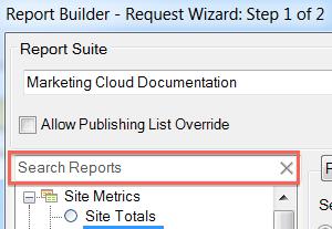 Data Requests - Request Wizard Step 1 30 Report Types You can select the base report type for your data request, such as Site Metrics, Site Content, and Video.