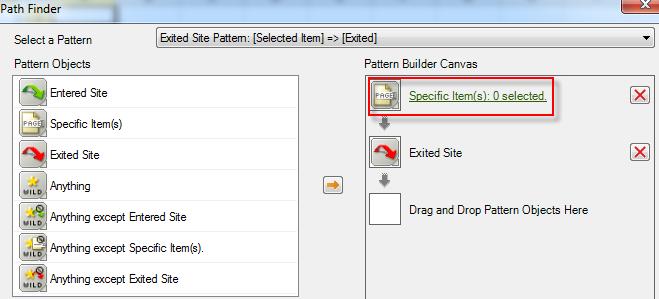 For example, select the Exited Site Pattern: b) Now you should define the site section path that the user follows before exiting.