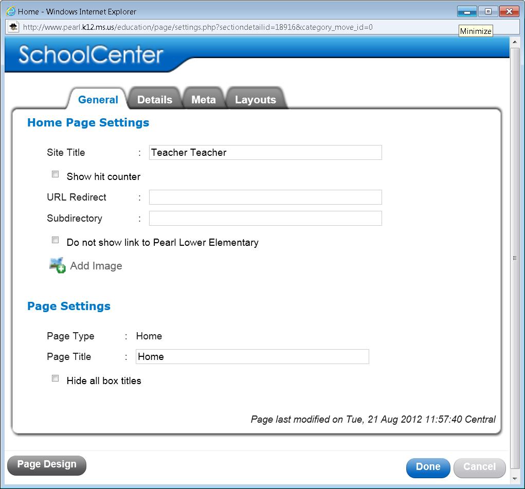 For example, the Home page of the teacher site may be called Mrs. Jones Home instead of just Home.