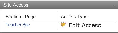 Step Two Accessing the Site From Site Access, click Teacher Site (This will be your Name first name and last name) under the section called Site Access. Under Access Type, It should say Edit Access.