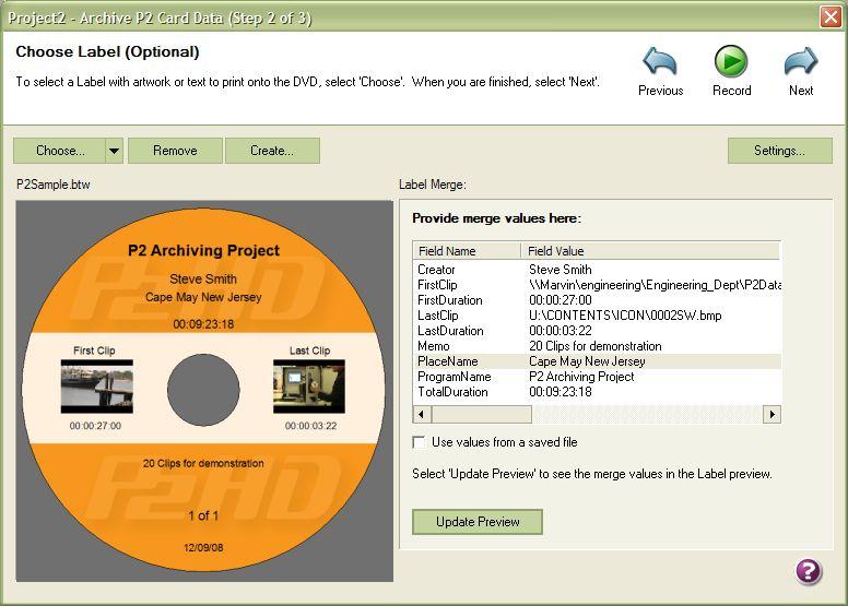 Step 5: Once clips to archive are selected, click Next to go to label selection.