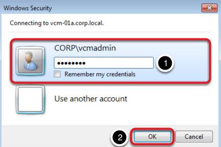 1. Log into VCM with the following credentials:
