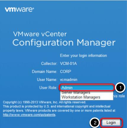 Select the Appropriate User Level from the Drop-Down Menu vcenter Configuration Manager users can have multiple roles.