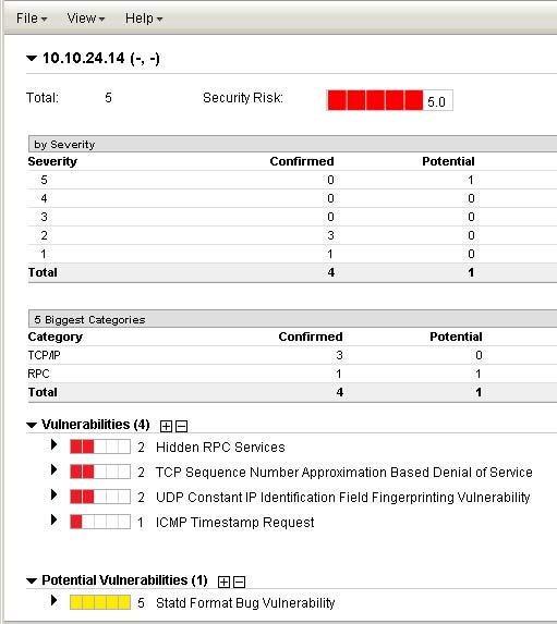 Chapter 4 Enterprise Management and Reporting Customizing Level of Risk Example Security Risk is set to "Highest severity level detected": If you sort detailed results by host, then the service shows