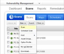 Chapter 3 Vulnerability Scanning Your First Scans Launch Vulnerability Scan Select Scans from the top menu. Then from the scans list, select New > Scan.