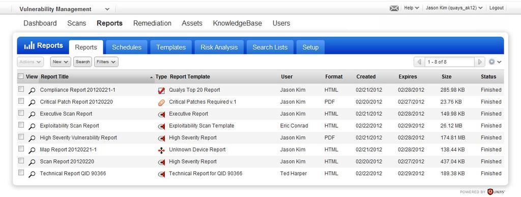 Chapter 4 Enterprise Management and Reporting Enterprise Reporting The finished report and its status appears on the Reports tab where you can track its progress.