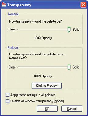 Tool Palettes Window Properties Right-click on the Tool Palettes window title bar or select the Properties button to display a shortcut menu of options for controlling the Tool Palettes window.