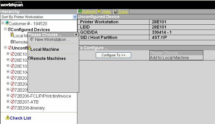 2. To configure a printer you can a. Drag and drop: A device from the Unconfigured device list to the Configured Device header.