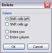 INSERTING CELLS: Inserting cells causes the data in existing cells to shift down a row or over a column to create a space for the new cells.