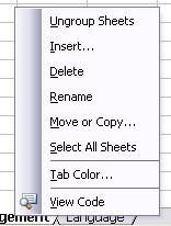 To select several neighboring or adjacent worksheets, click the tab of the first worksheet in the group and then hold down the Shift key and click the tab of the last worksheet in the group.