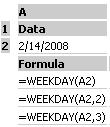 18. WEEKDAY: RETURNS THE DAY OF THE WEEK CORRESPONDING TO A DATE. THE DAY IS GIVEN AS AN INTEGER, RANGING FROM 1 (SUNDAY) TO 7 (SATURDAY), BY DEFAULT.